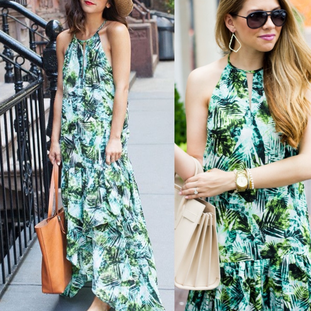 Parker Tropical Green Maxi Dress